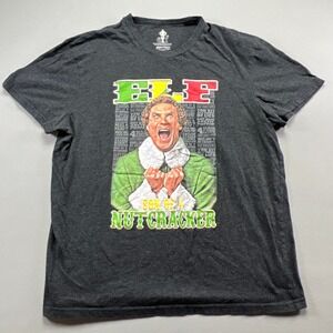 Elf T Shirt Mens Large Charcoal Gray Son of a Nutcracker Graphic Print Cotton